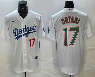 Men's Los Angeles Dodgers #17 Shohei Ohtani Number White Green Stitched Cool Base Nike Jersey,We sell and wholesale Men's Los Angeles Dodgers #17 Shohei Ohtani Number White Green Stitched Cool Base Nike Jersey on line form chian!